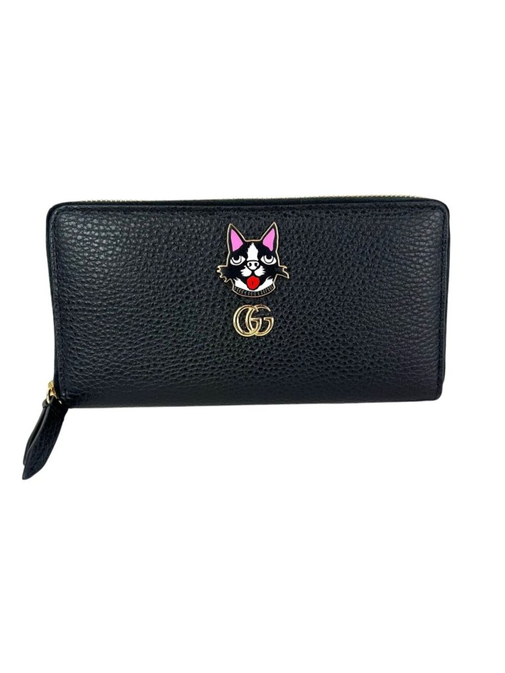 Gucci GG Black Marmont Bosco Continental Zip Around Wallet